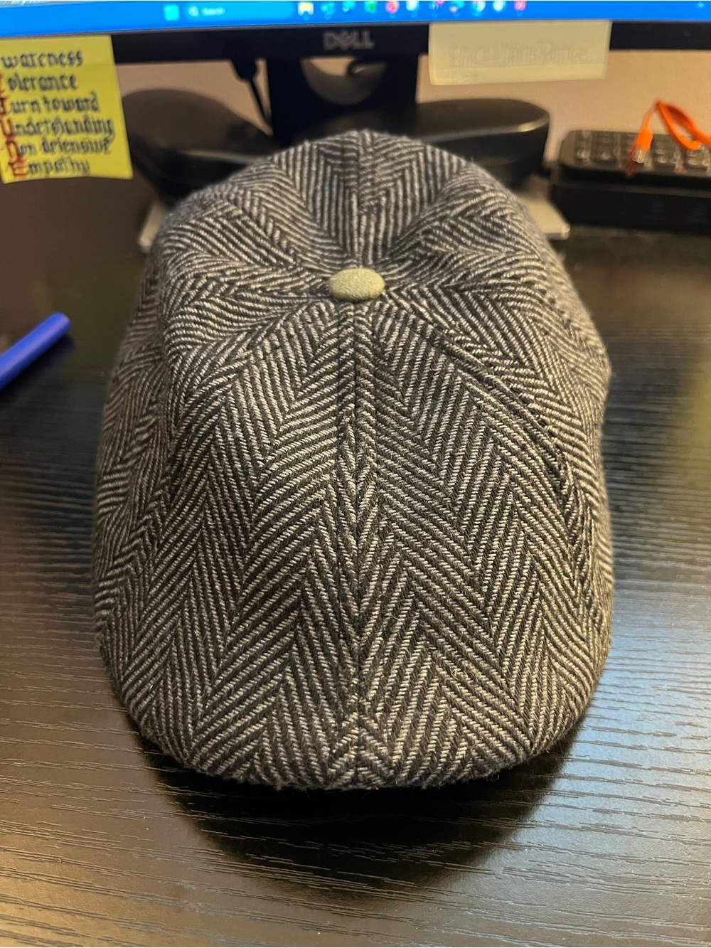 Boston Scally Co. "Shamrock Peaky" 8-Panel Flat Cap - Grey Herringbone - Size XS
